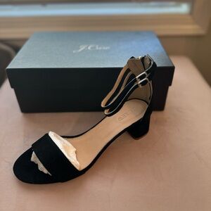 J Crew Black Suede Ankle Wrap Sandals